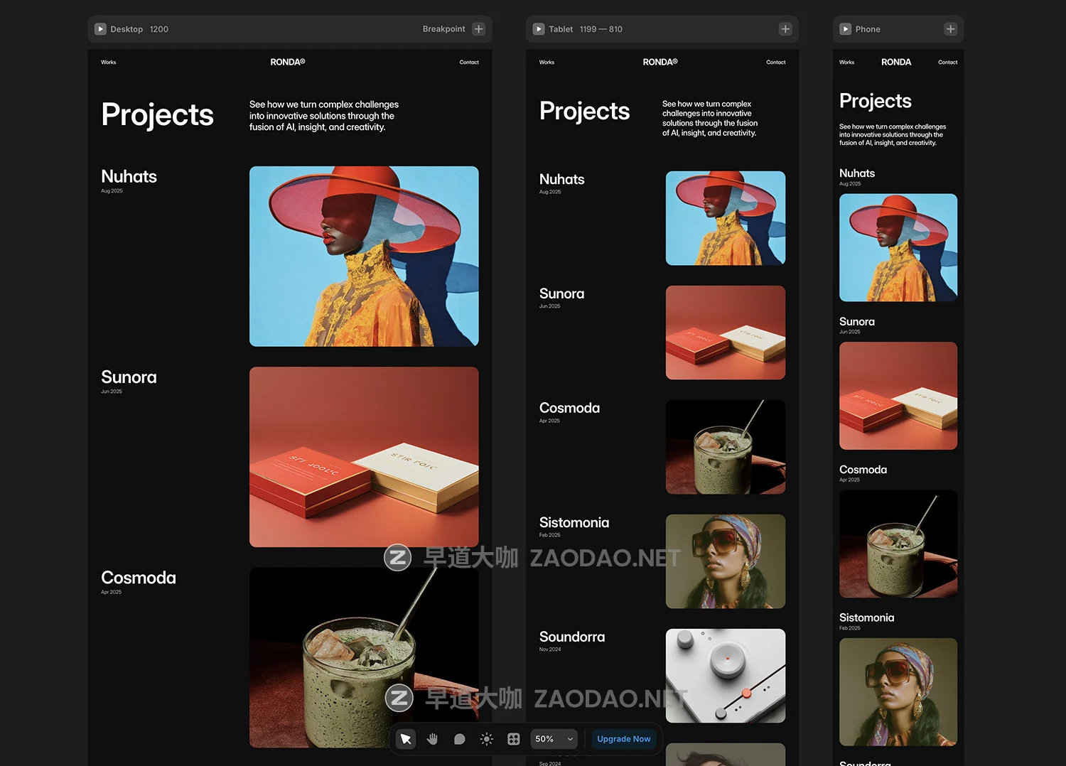 响应式AI案例个人设计摄影作品集网站ui界面排版布局framer模板 Ronda — AI Agency Portfolio Framer Template插图5 响应式AI案例个人设计摄影作品集网站ui界面排版布局framer模板 Ronda — AI Agency Portfolio Framer Template插图5