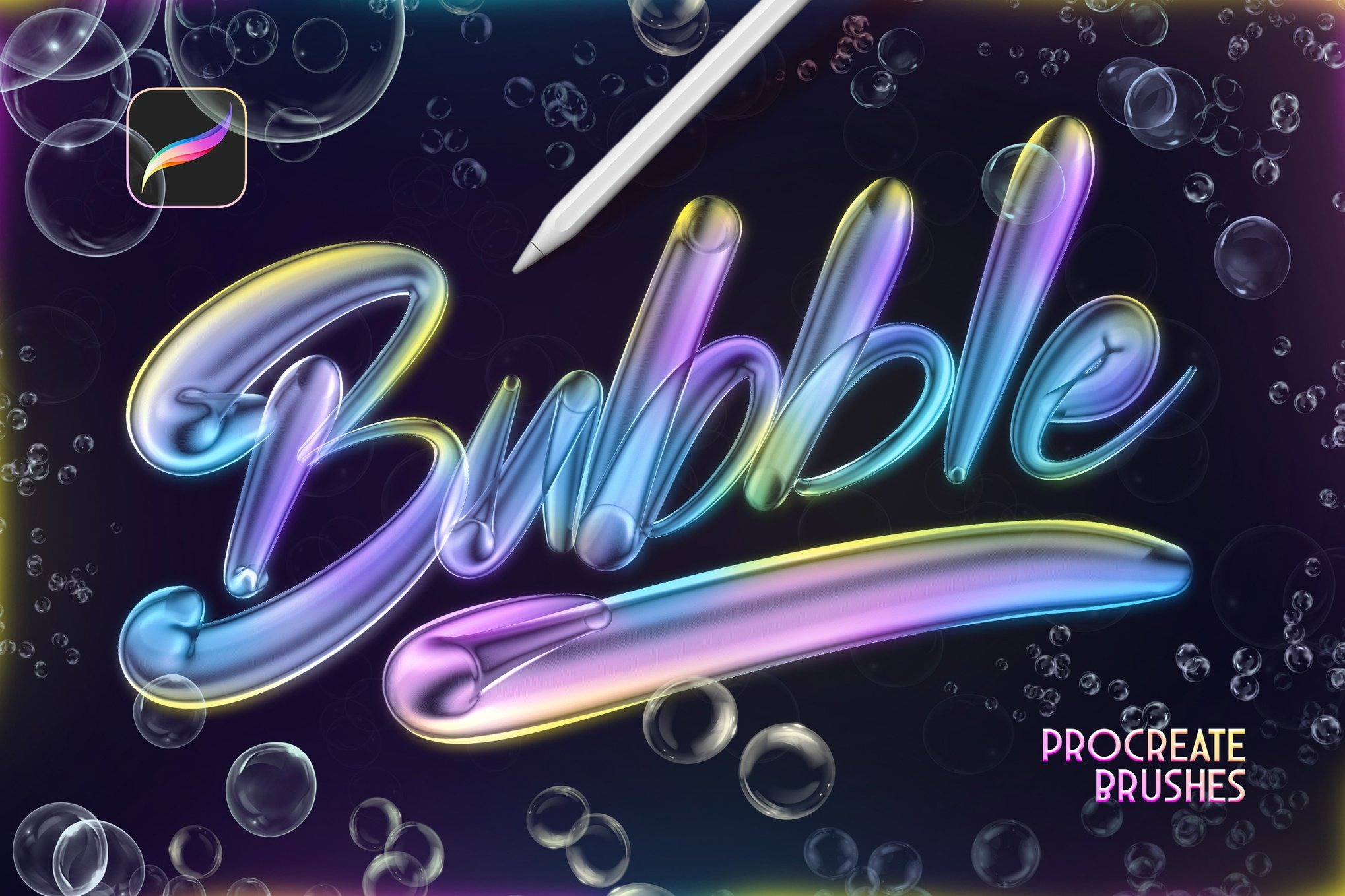 15组俏皮趣味半透明3D液态光泽肥皂气泡procreate笔刷画笔设计素材 Bubbles Procreate Brushes特色图 15组俏皮趣味半透明3D液态光泽肥皂气泡procreate笔刷画笔设计素材 Bubbles Procreate Brushes
