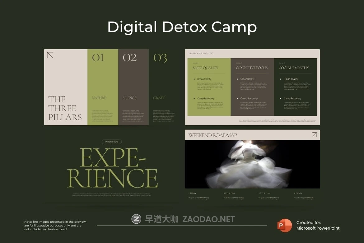 现代极简美学企业营销策划演示文稿设计ppt模版 Digital Detox Camp Powerpoint Template插图1 现代极简美学企业营销策划演示文稿设计ppt模版 Digital Detox Camp Powerpoint Template插图1