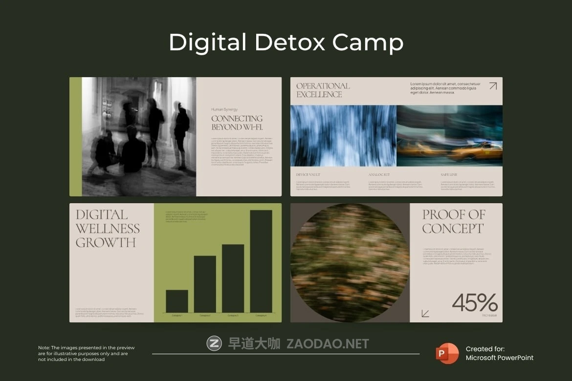 现代极简美学企业营销策划演示文稿设计ppt模版 Digital Detox Camp Powerpoint Template插图2 现代极简美学企业营销策划演示文稿设计ppt模版 Digital Detox Camp Powerpoint Template插图2