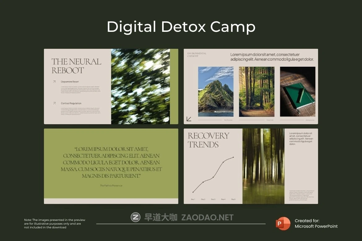 现代极简美学企业营销策划演示文稿设计ppt模版 Digital Detox Camp Powerpoint Template插图3 现代极简美学企业营销策划演示文稿设计ppt模版 Digital Detox Camp Powerpoint Template插图3
