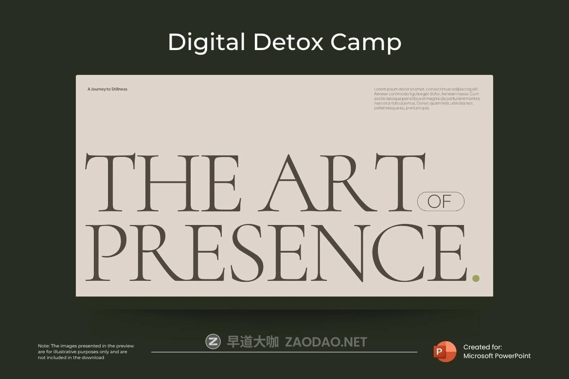现代极简美学企业营销策划演示文稿设计ppt模版 Digital Detox Camp Powerpoint Template插图5 现代极简美学企业营销策划演示文稿设计ppt模版 Digital Detox Camp Powerpoint Template插图5