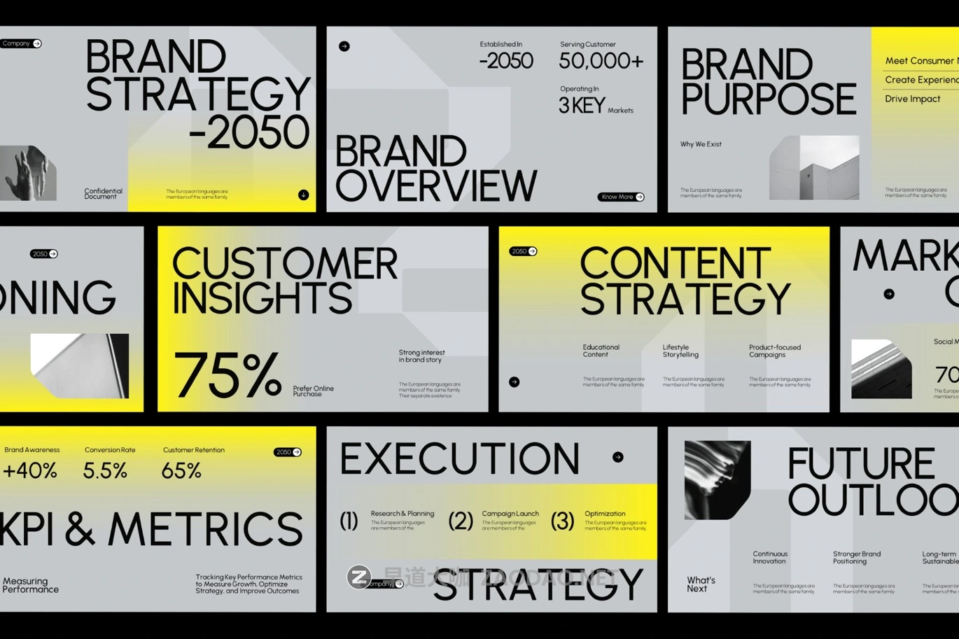 黄灰色调现代品牌营销策划演示文稿设计ppt+keynote模版 Yellow Modern Brand Strategy Powerpoint+Keynote 001插图1 黄灰色调现代品牌营销策划演示文稿设计ppt+keynote模版 Yellow Modern Brand Strategy Powerpoint+Keynote 001插图1