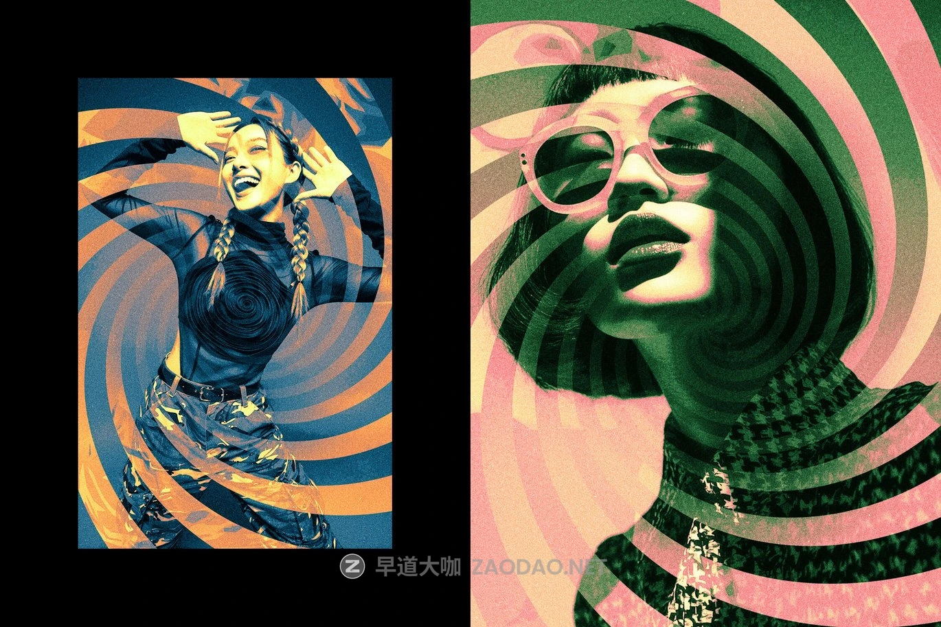 复古双调旋转扭曲颗粒海报照片效果ps特效滤镜样机 Trippy Poster Effect插图5 复古双调旋转扭曲颗粒海报照片效果ps特效滤镜样机 Trippy Poster Effect插图5