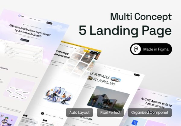 5屏现代极简多功能网站登录页面ui设计figma模板素材 Multi concept 5 Landing Page特色图 5屏现代极简多功能网站登录页面ui设计figma模板素材 Multi concept 5 Landing Page