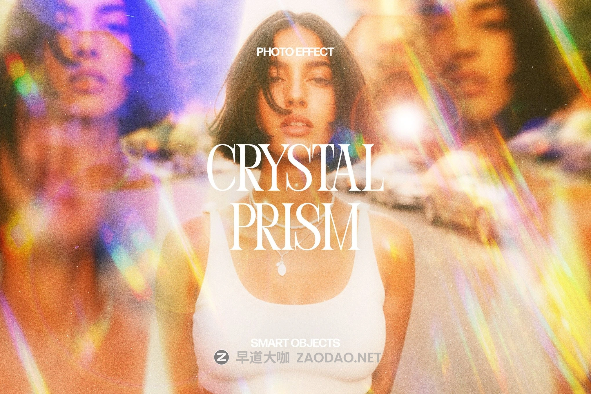 时尚棱镜折射发光颗粒模糊海报照片效果ps特效滤镜样机 Crystal Prism Photo Effect插图 时尚棱镜折射发光颗粒模糊海报照片效果ps特效滤镜样机 Crystal Prism Photo Effect插图