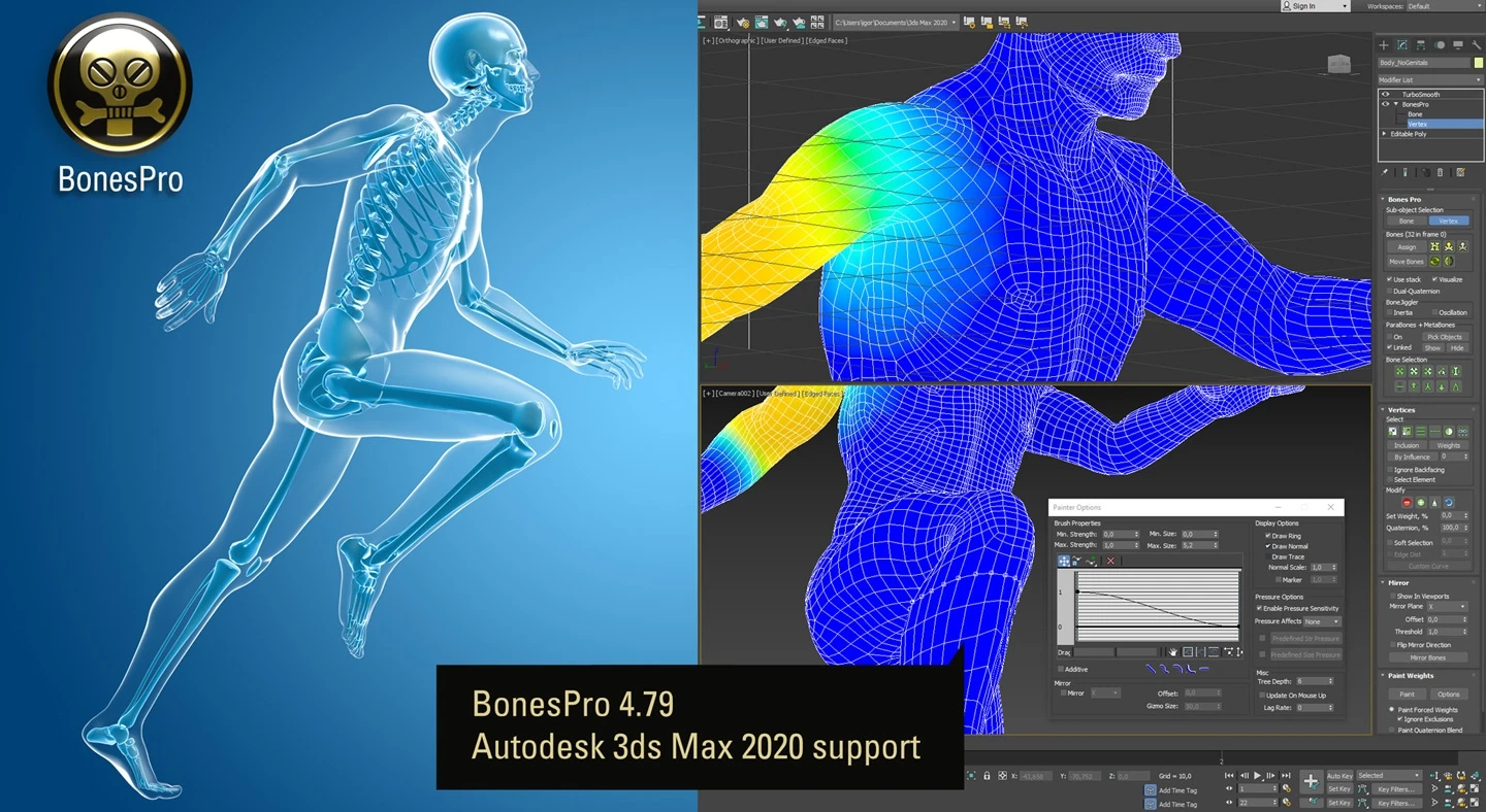 3ds Max专业角色骨骼蒙皮变形插件 BonesPro v4.7.9 V3 for 3ds Max 2010 – 2021插图1 3ds Max专业角色骨骼蒙皮变形插件 BonesPro v4.7.9 V3 for 3ds Max 2010 – 2021插图1