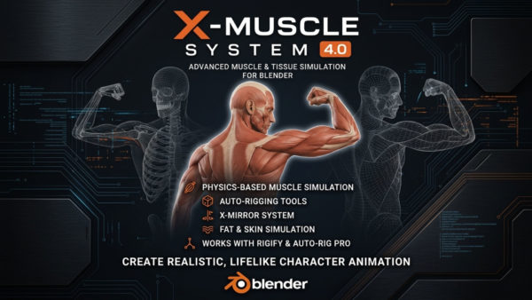 Blender插件 角色肌肉快速创建系统模拟工具 X-Muscle System v4.9.7 for Blender特色图 Blender插件 角色肌肉快速创建系统模拟工具 X-Muscle System v4.9.7 for Blender