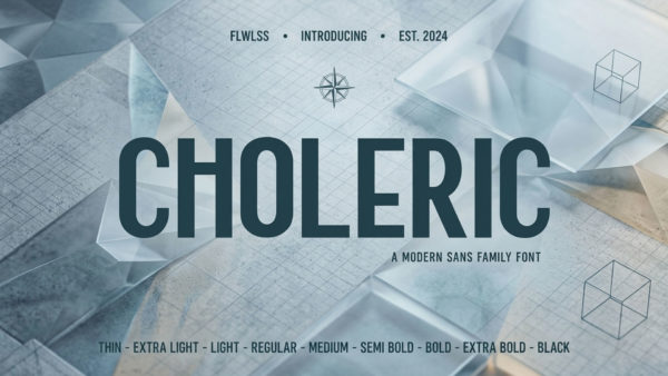 Myfonts – Choleric Font Family 9款字重复古经典挤压杂志海报标题logo设计psai无衬线英文字体