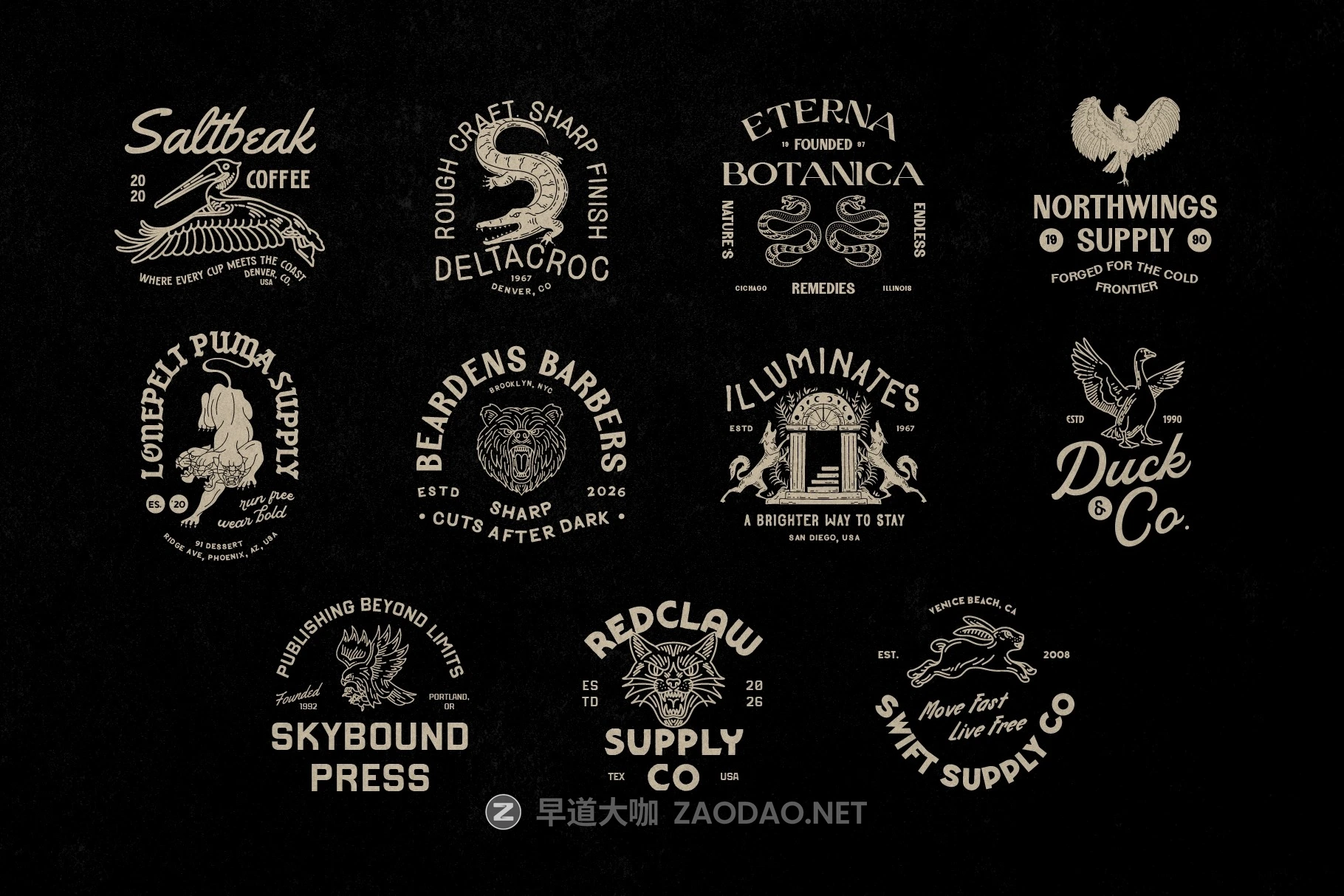 复古美式风格野生动物服装品牌包装徽标logo手绘插画矢量设计素材 Vintage Logo and Badge Collection插图6 复古美式风格野生动物服装品牌包装徽标logo手绘插画矢量设计素材 Vintage Logo and Badge Collection插图6