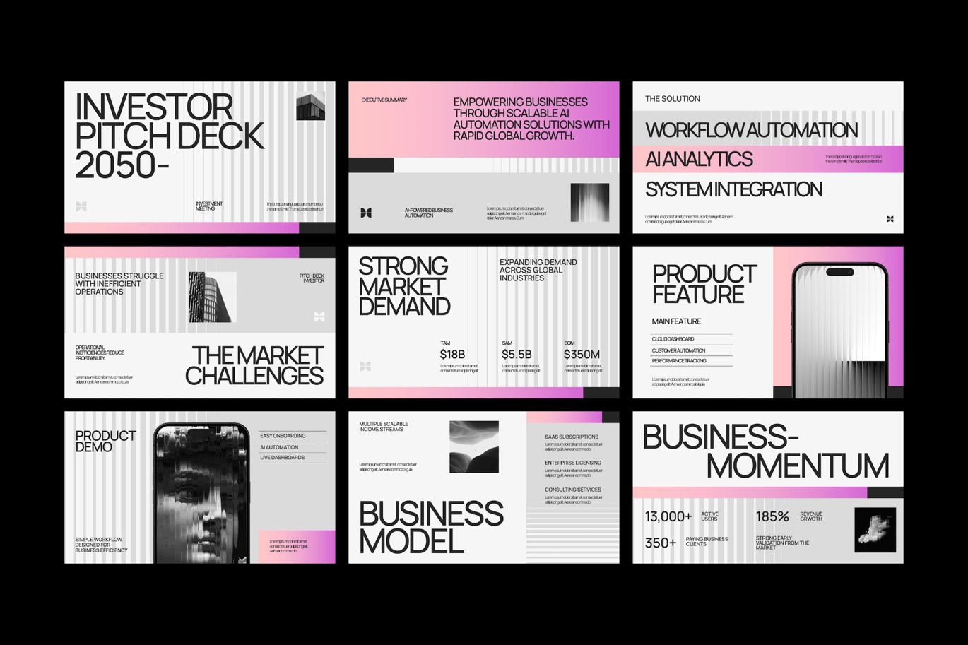 现代简约品牌营销策划演示文稿设计ppt模版 Pink Gradient Investor Pitch Deck Powerpoint 001插图1 现代简约品牌营销策划演示文稿设计ppt模版 Pink Gradient Investor Pitch Deck Powerpoint 001插图1