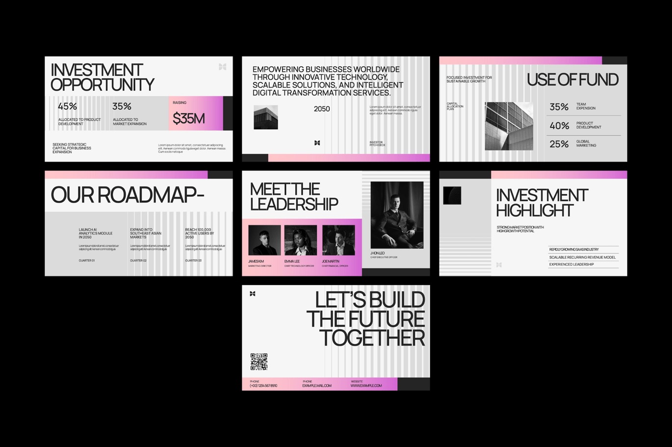 现代简约品牌营销策划演示文稿设计ppt模版 Pink Gradient Investor Pitch Deck Powerpoint 001插图4 现代简约品牌营销策划演示文稿设计ppt模版 Pink Gradient Investor Pitch Deck Powerpoint 001插图4