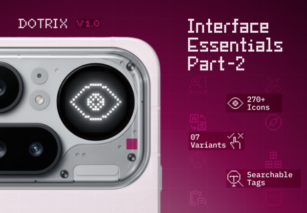 270款复古低保真文本编辑工具排版像素点阵线性icon图标figma格式素材 DOTRIX · Interface Essentials · Part 2