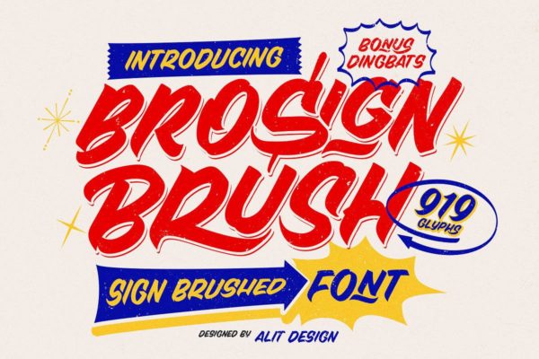 Myfonts – Brosign Brush Font Family 复古街头涂鸦艺术手绘手写马克笔psai英文字体安装包