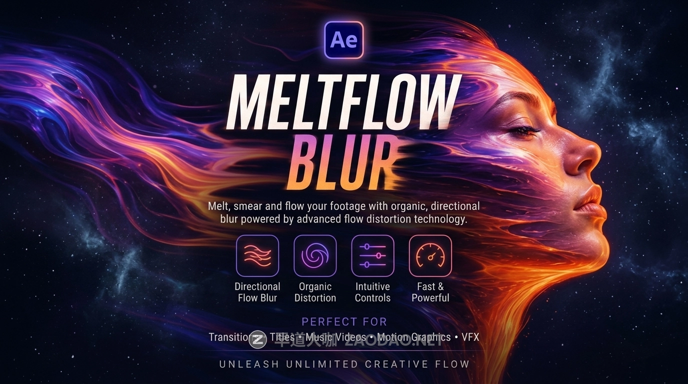 AE插件 电影感模糊颗粒噪点烟雾融化动态效果工具 Aescripts – MeltFlow Blur v1.0插图 AE插件 电影感模糊颗粒噪点烟雾融化动态效果工具 Aescripts – MeltFlow Blur v1.0插图