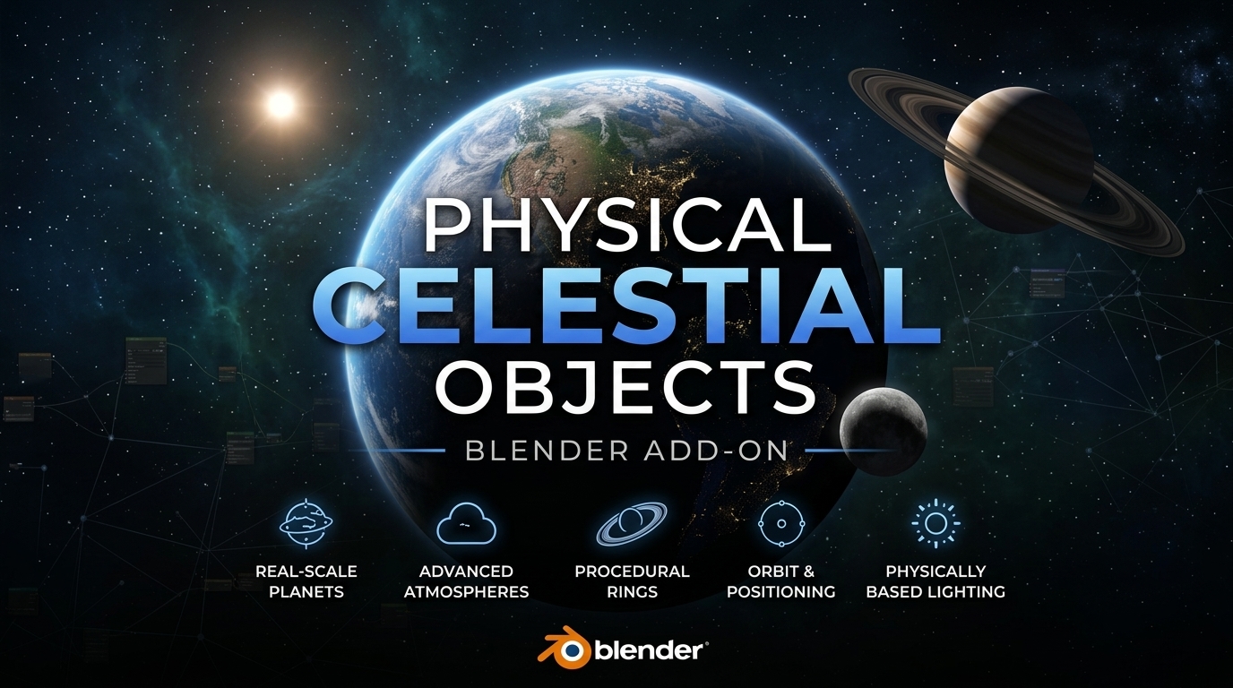 Blender插件 一键式太空宇宙星球光环大气生成工具 Procedural Planets v1.1.2 for Blender特色图 Blender插件 一键式太空宇宙星球光环大气生成工具 Procedural Planets v1.1.2 for Blender