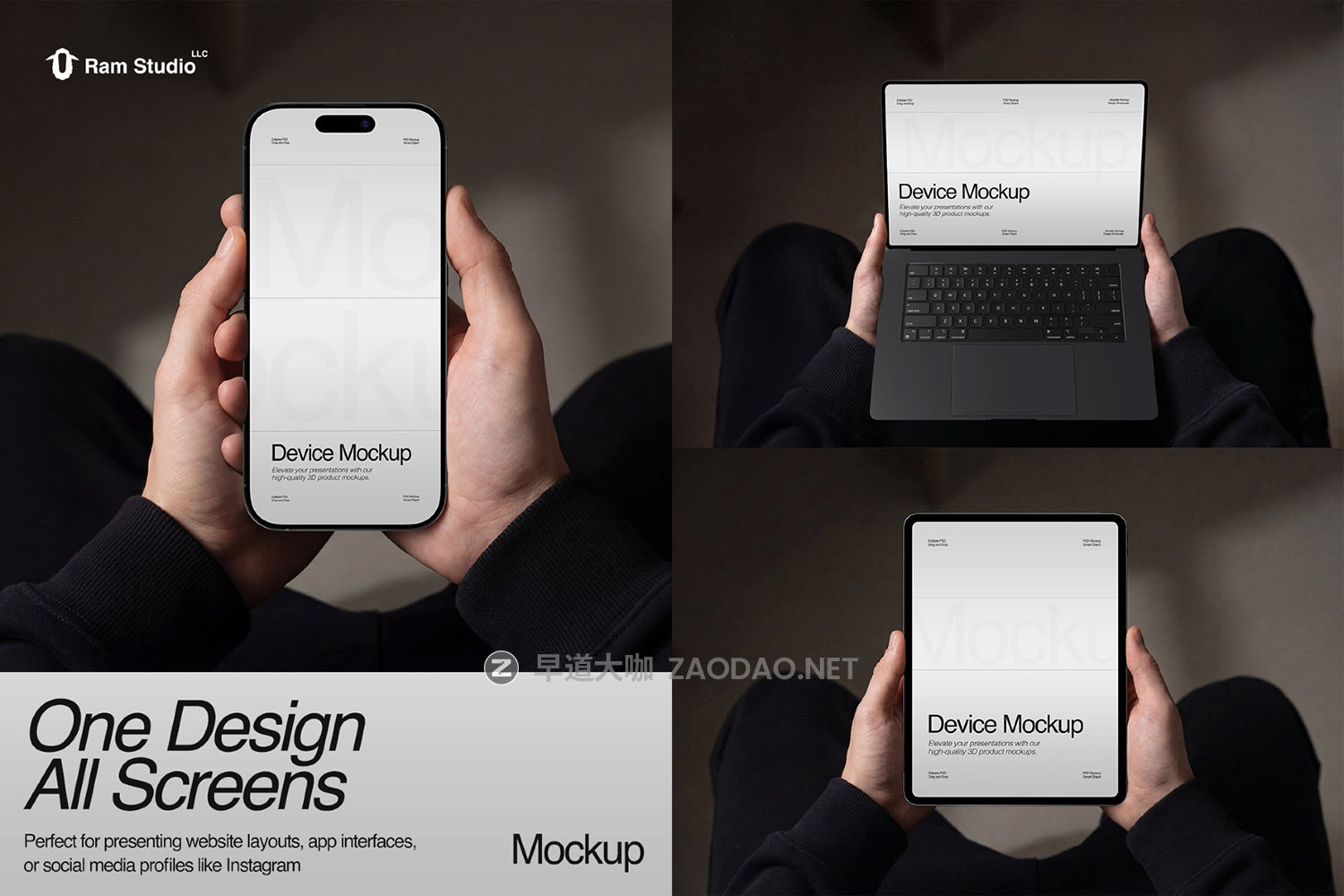 3款手持苹果iPhone手机iPad平板MacBook电脑ui作品集贴图psd样机模板 Hand Holding Device Mockup Set插图 3款手持苹果iPhone手机iPad平板MacBook电脑ui作品集贴图psd样机模板 Hand Holding Device Mockup Set插图