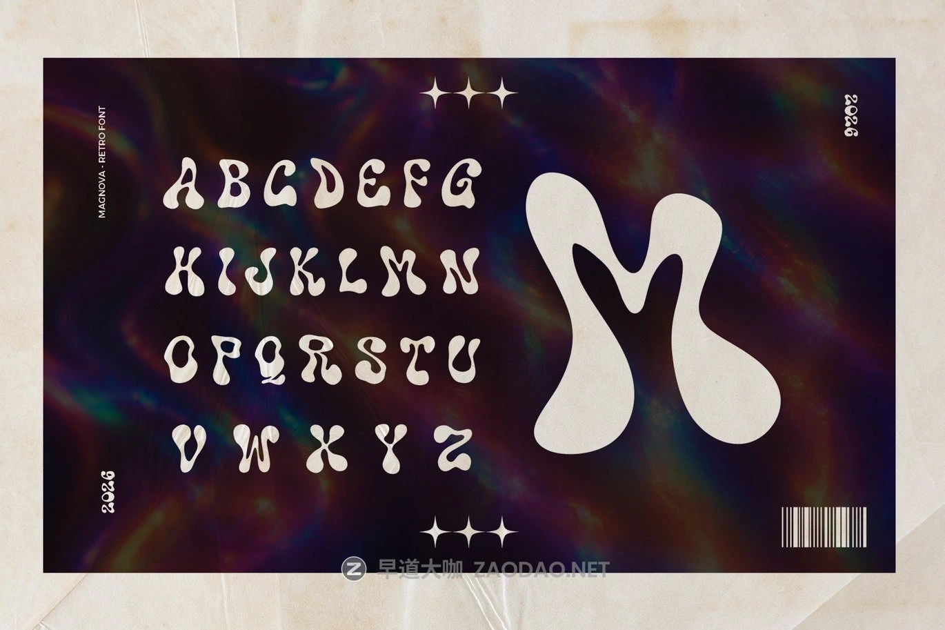 复古迷幻品牌海报封面标题设计装饰英文字体安装包 Mignova – Psychedelic Display Font插图6 复古迷幻品牌海报封面标题设计装饰英文字体安装包 Mignova – Psychedelic Display Font插图6