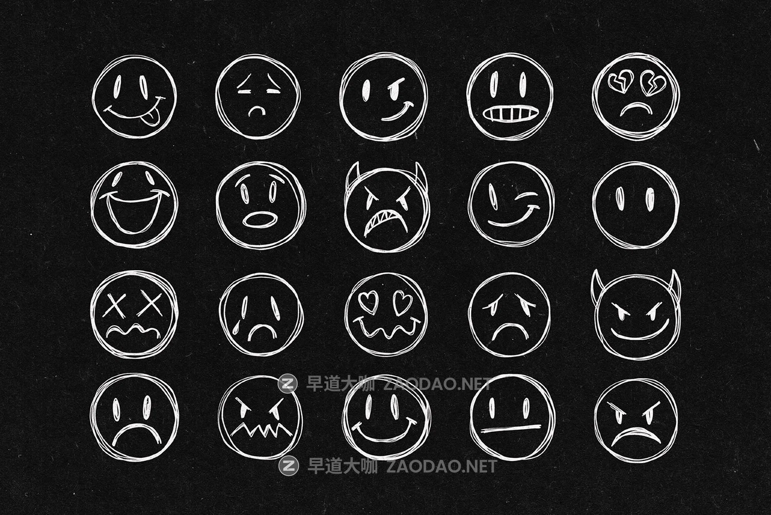20款潮流截图涂鸦手绘微笑表情设计ai矢量图形素材 20 Smile Scribbles Pack插图4 20款潮流截图涂鸦手绘微笑表情设计ai矢量图形素材 20 Smile Scribbles Pack插图4