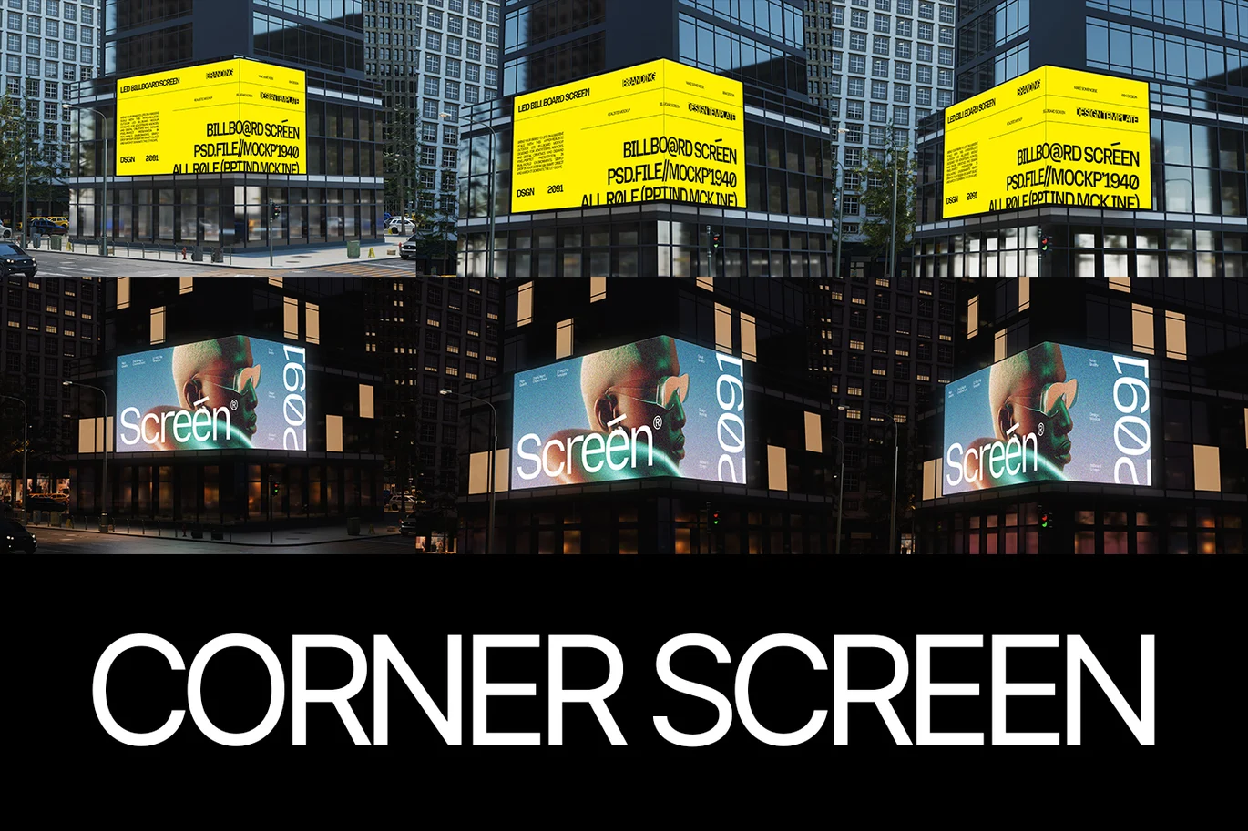 12款城市楼体品牌宣传海报广告牌设计展示效果图psd样机模板 Corner & Curved LED Billboard Mockup Bundle 004插图6 12款城市楼体品牌宣传海报广告牌设计展示效果图psd样机模板 Corner & Curved LED Billboard Mockup Bundle 004插图6