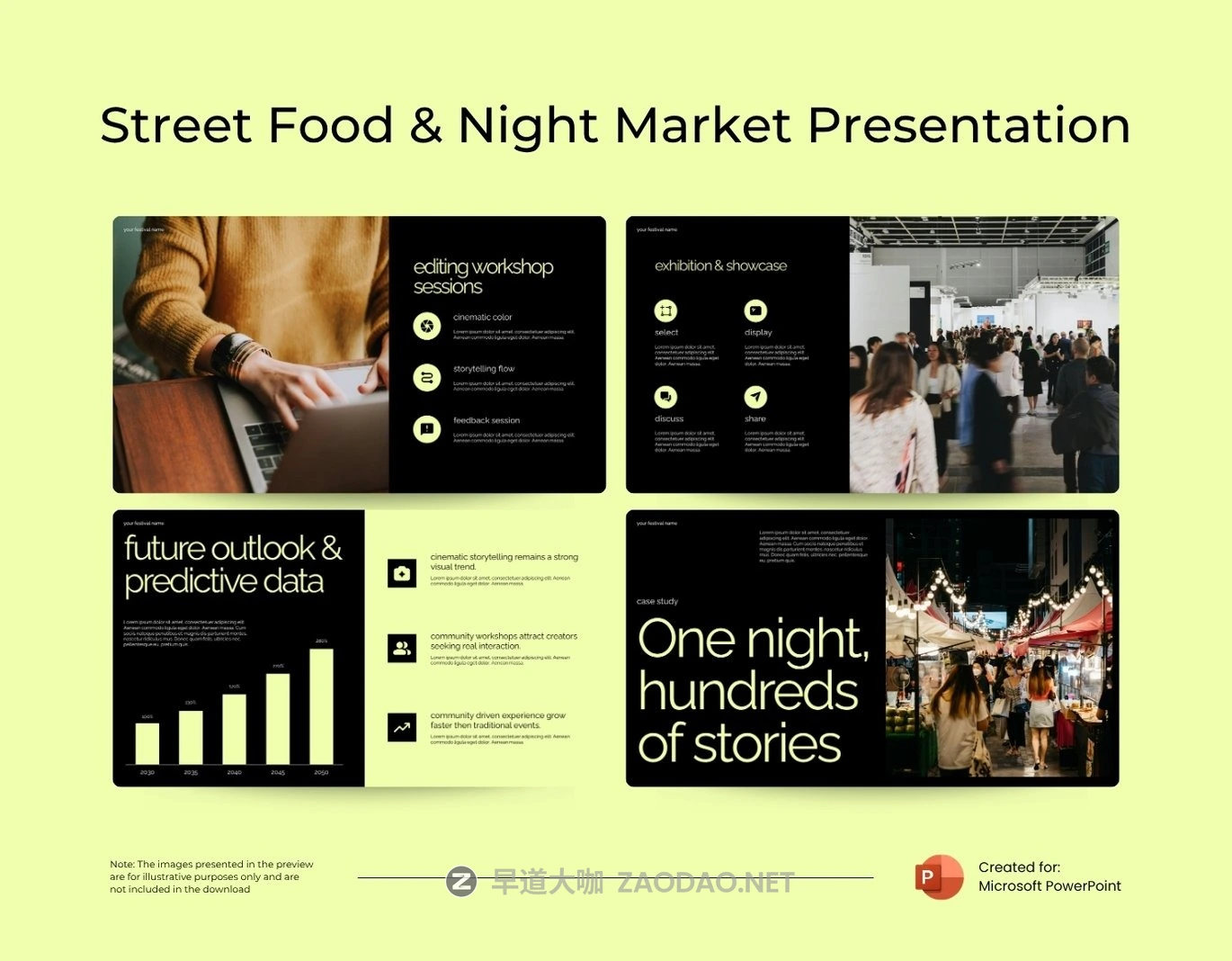 现代城市街头文化旅行美食品牌营销策划演示文稿设计ppt模版 Street Food & Night Market Powerpoint Template插图6 现代城市街头文化旅行美食品牌营销策划演示文稿设计ppt模版 Street Food & Night Market Powerpoint Template插图6