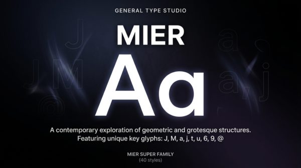 Mier – 40 Styles Super Font Family 40款时尚现代几何风格品牌海报标题logo文字设计无衬线英文字体
