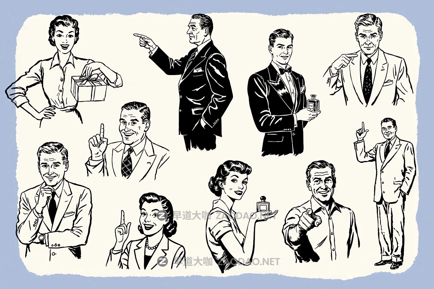 40款50年代复古人物广告海报手绘剪影插图插画AI矢量设计素材 Retro Ad Graphics & Templates插图8 40款50年代复古人物广告海报手绘剪影插图插画AI矢量设计素材 Retro Ad Graphics & Templates插图8