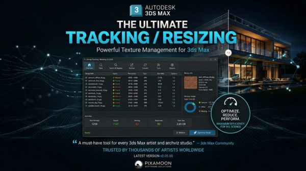 3Ds Max插件 3D场景模型文件渲染纹理管理工具 Pixamoon – Bitmap Tracking Resizing v2.05.02 for 3ds Max特色图 3Ds Max插件 3D场景模型文件渲染纹理管理工具 Pixamoon – Bitmap Tracking Resizing v2.05.02 for 3ds Max