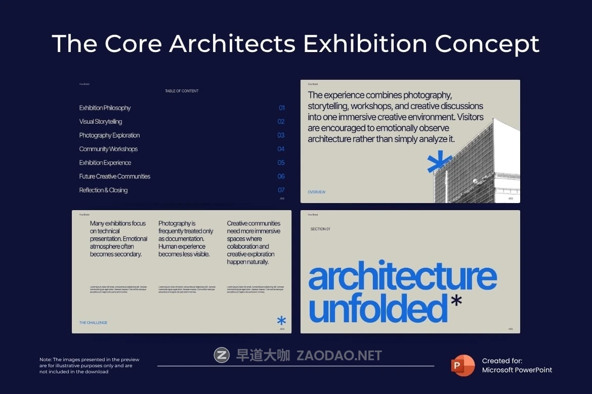 现代极简主义企业营销策划演示文稿设计ppt模版 The Core Architects Exhibition Concept Powerpoint插图3 现代极简主义企业营销策划演示文稿设计ppt模版 The Core Architects Exhibition Concept Powerpoint插图3