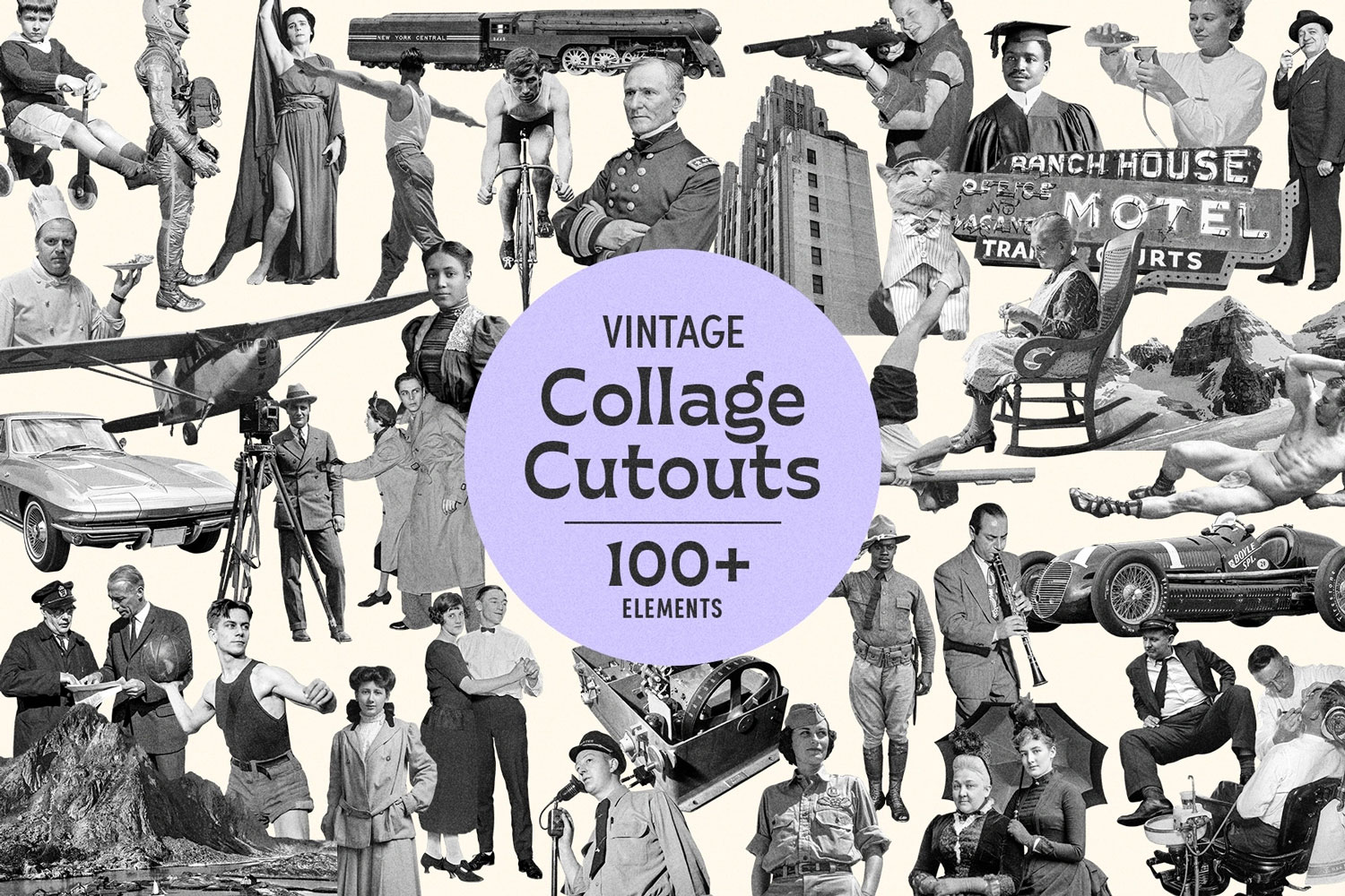 106款复古黑白人物建筑飞机车辆拼贴剪贴画png免抠图设计素材 Vintage Collage Cutouts Collection特色图 106款复古黑白人物建筑飞机车辆拼贴剪贴画png免抠图设计素材 Vintage Collage Cutouts Collection