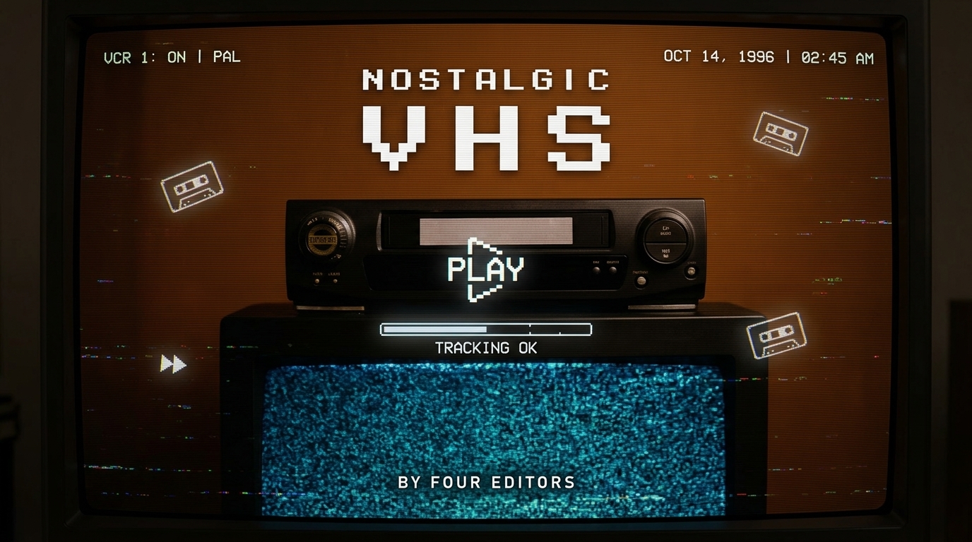 70+组复古VHS信号故障失真录像带摄像机模拟视频叠加特效素材 Four Editors – VHS Retro Bundle特色图 70+组复古VHS信号故障失真录像带摄像机模拟视频叠加特效素材 Four Editors – VHS Retro Bundle