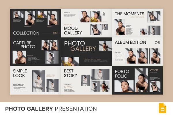 时尚复古品牌作品集演示文稿设计PPT/Google Slide模版 Photo Gallery Google Slides特色图 时尚复古品牌作品集演示文稿设计PPT/Google Slide模版 Photo Gallery Google Slides