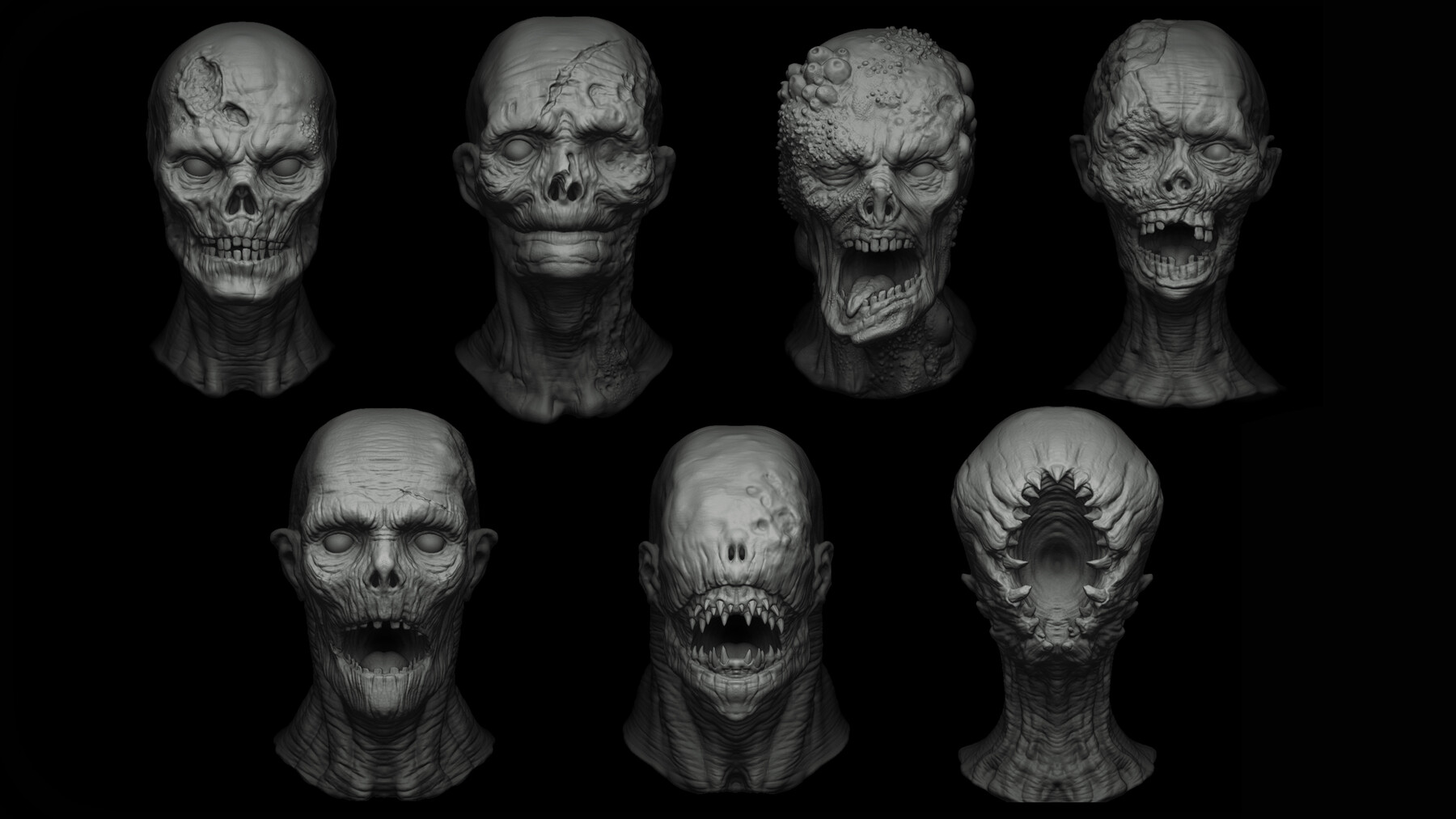 Zbrush + Blender生化怪物怪兽笔刷 Flipped Normals – Zbrush + Blender – 80 Undead Creature Brush mega Pack插图10 Zbrush + Blender生化怪物怪兽笔刷 Flipped Normals – Zbrush + Blender – 80 Undead Creature Brush mega Pack插图10