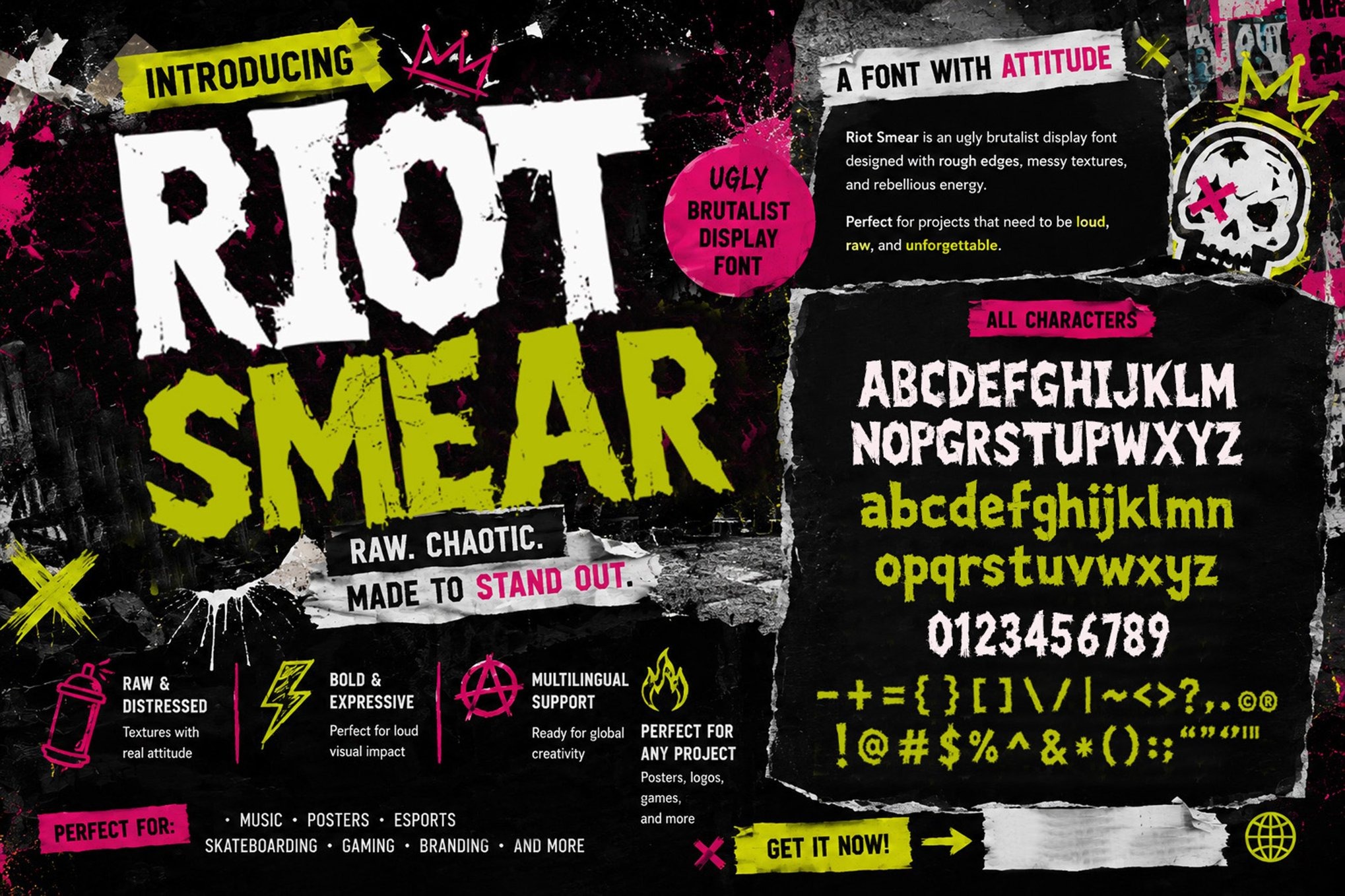 潮流前卫美学品牌海报电子竞技游戏设计装饰英文字体安装包 Riot Smear插图 潮流前卫美学品牌海报电子竞技游戏设计装饰英文字体安装包 Riot Smear插图