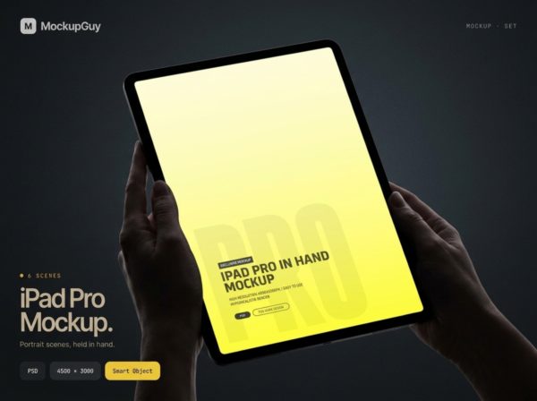 6款时尚极简网站app ui界面作品集设计展示ps贴图苹果iPad平板电脑样机 iPad Pro in Hand Mockup Set — 6 Premium Portrait Angles特色图 6款时尚极简网站app ui界面作品集设计展示ps贴图苹果iPad平板电脑样机 iPad Pro in Hand Mockup Set — 6 Premium Portrait Angles