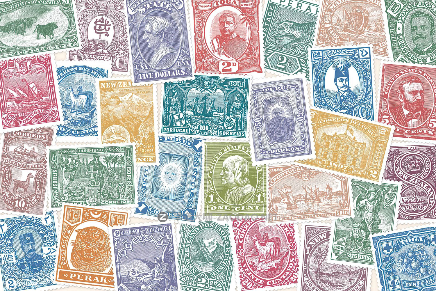 86款复古做旧纸质彩色邮票印章信封AI矢量/PNG免抠图设计素材 Vintage Postage Stamps Collection插图5 86款复古做旧纸质彩色邮票印章信封AI矢量/PNG免抠图设计素材 Vintage Postage Stamps Collection插图5