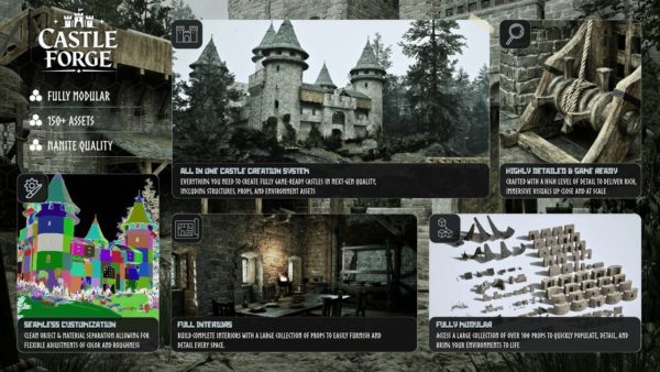 UE素材 次世代中世纪城堡3D模型资产素材 Castle Forge: Modular Medieval Castle (Modular Castle, Castle Interior, Castle)特色图 UE素材 次世代中世纪城堡3D模型资产素材 Castle Forge: Modular Medieval Castle (Modular Castle, Castle Interior, Castle)
