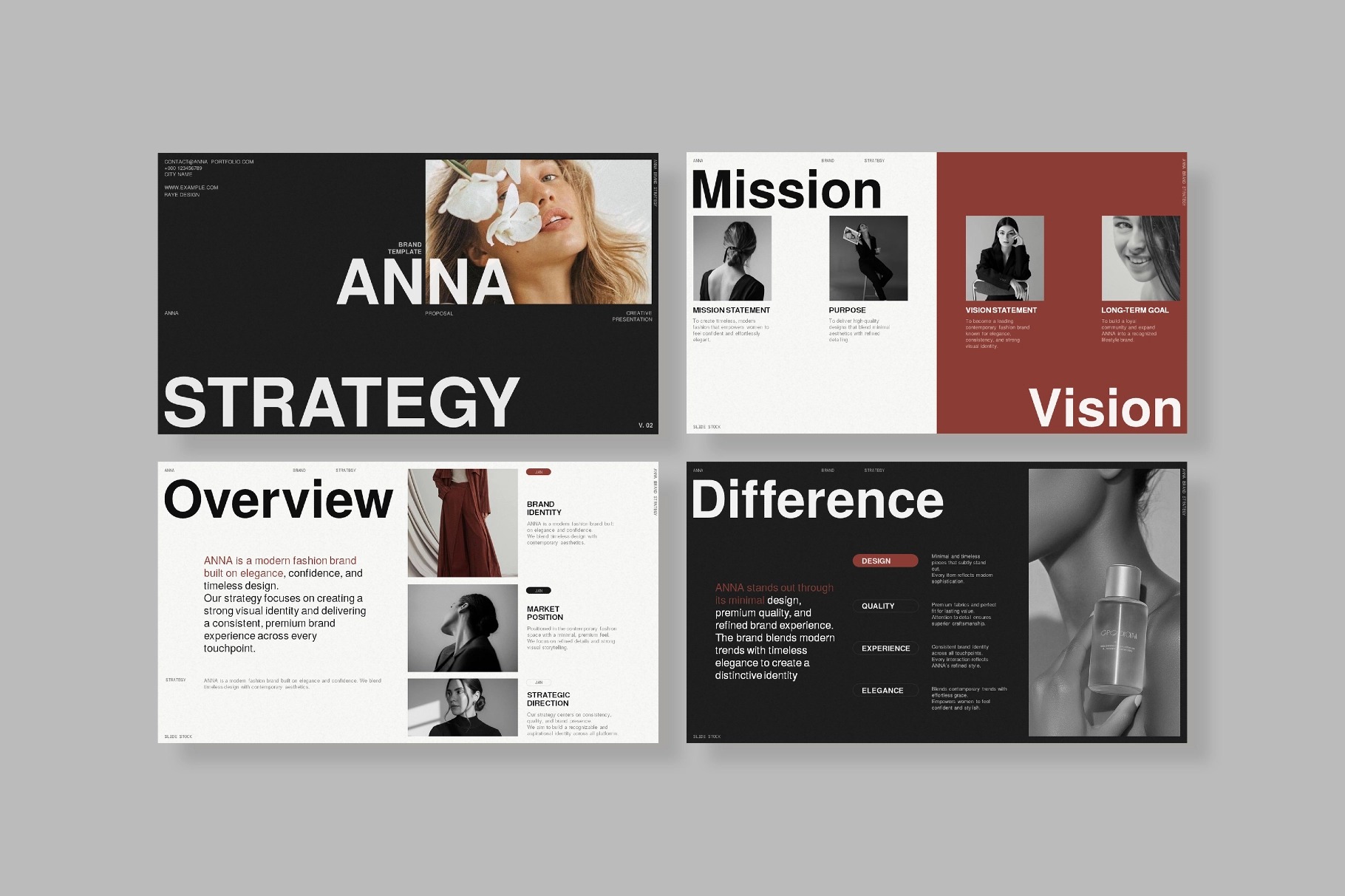 现代极简品牌营销策划演示文稿设计ppt/keynote模版 ANNA – Modern Brand Strategy Template插图2 现代极简品牌营销策划演示文稿设计ppt/keynote模版 ANNA – Modern Brand Strategy Template插图2