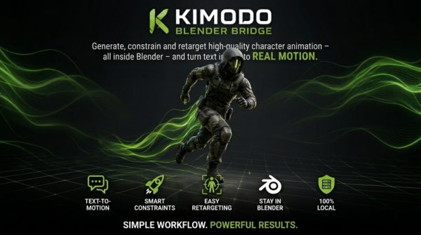 Blender插件 AI智能角色运动动画提示词工具 Kimodo Blender Bridge v1.5.0 for Blender特色图 Blender插件 AI智能角色运动动画提示词工具 Kimodo Blender Bridge v1.5.0 for Blender