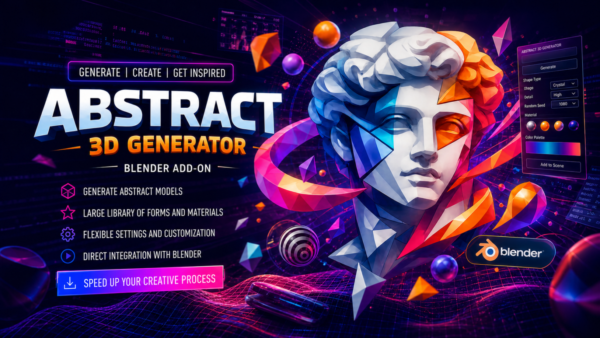 Blender插件 一键式抽象雕像3D模型生成器工具 Abstract 3D Generator v0.1.7特色图 Blender插件 一键式抽象雕像3D模型生成器工具 Abstract 3D Generator v0.1.7