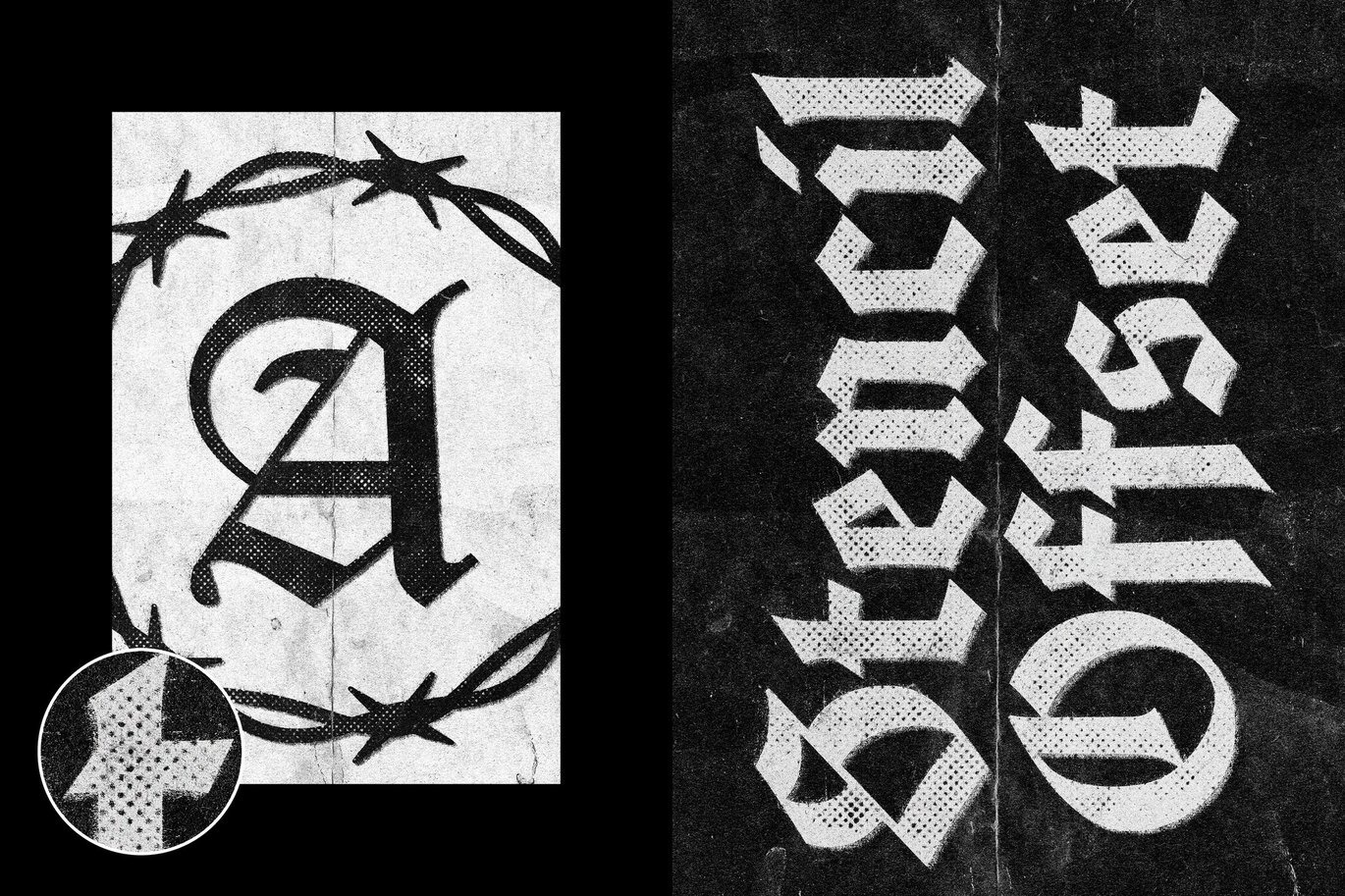 复古做旧半色调折痕效果ps文本特效样机 Stencil Offset Text Effect插图2 复古做旧半色调折痕效果ps文本特效样机 Stencil Offset Text Effect插图2