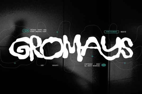 创意迷幻节日品牌音乐海报封面设计装饰英文字体安装包 Gromays – Experimental Irregular Graffiti Font