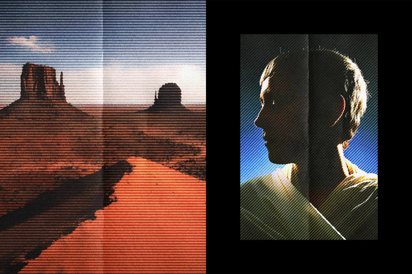 复古科幻条纹半色调折痕人像图片修图ps特效滤镜插件样机模板 Patterned Photo Card Poster Effect插图1 复古科幻条纹半色调折痕人像图片修图ps特效滤镜插件样机模板 Patterned Photo Card Poster Effect插图1