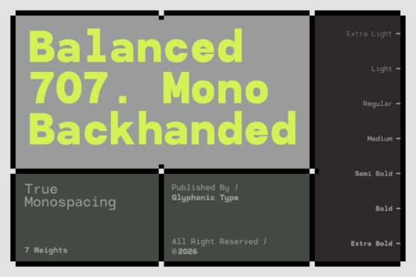 现代时尚杂志品牌海报电影标题设计无衬线英文字体安装包 707 Mono – Modern Monospace特色图 现代时尚杂志品牌海报电影标题设计无衬线英文字体安装包 707 Mono – Modern Monospace