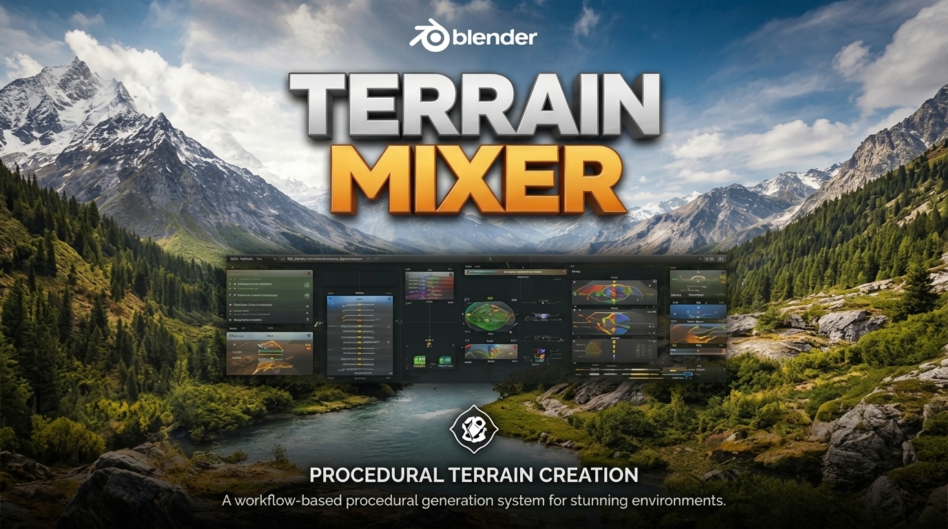 Blender插件 3D三维自然环境地形生成器 Terrain Mixer v3.1.3 for Blender特色图 Blender插件 3D三维自然环境地形生成器 Terrain Mixer v3.1.3 for Blender