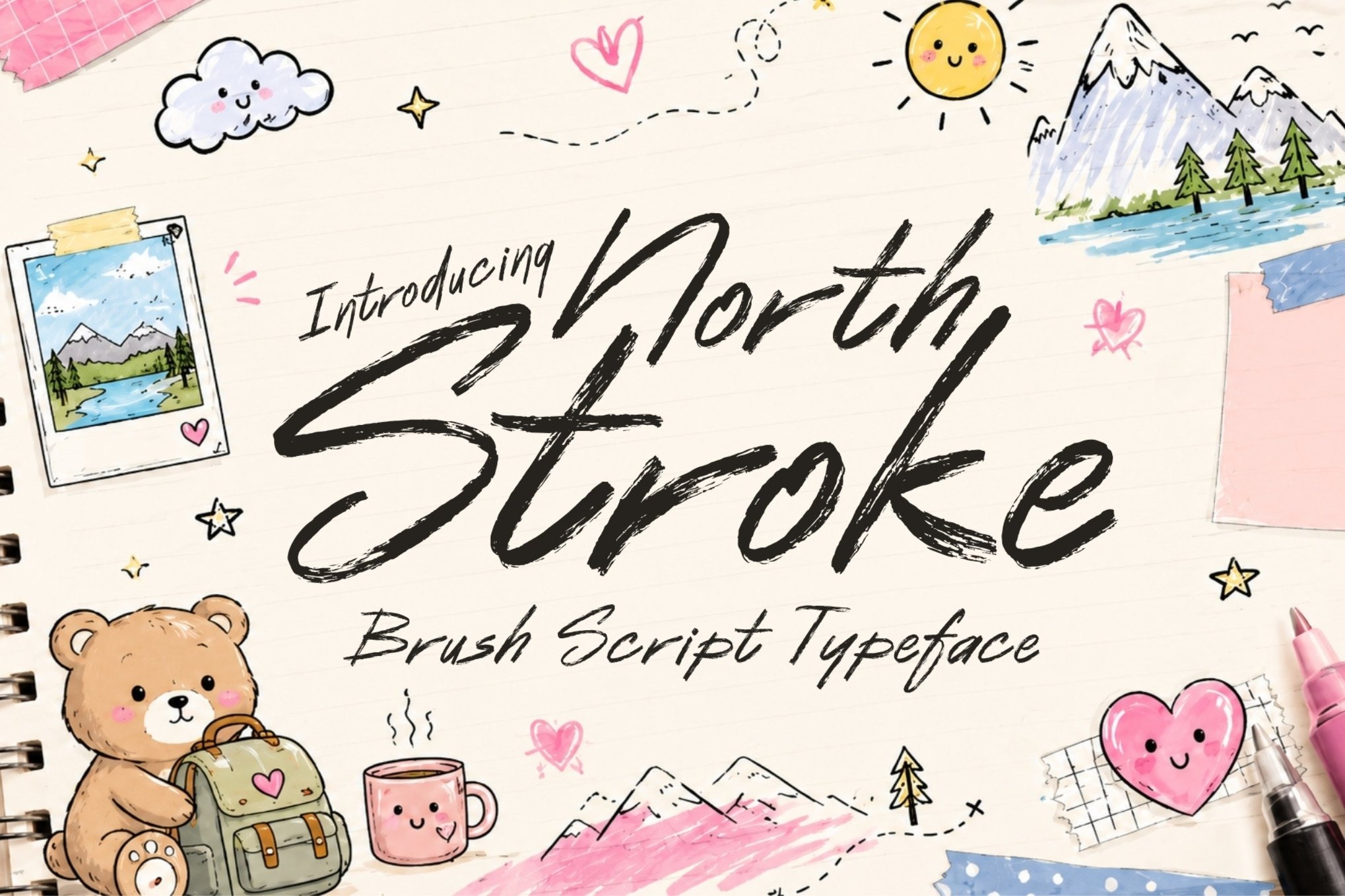现代创意街头服饰品牌海报包装封面设计手写英文字体安装包 North Stroke Handcrafted Brush Typeface特色图 现代创意街头服饰品牌海报包装封面设计手写英文字体安装包 North Stroke Handcrafted Brush Typeface