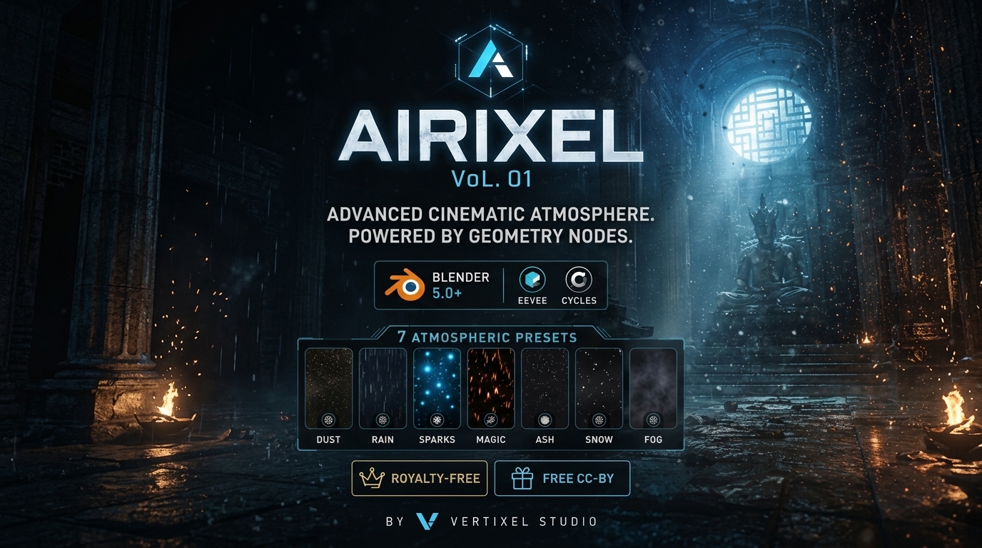 Blender插件 环境空气碎片尘埃雾气粒子效果生成器 Airixel Vol.01 | Ambient Air Particle Generator for Blender插图 Blender插件 环境空气碎片尘埃雾气粒子效果生成器 Airixel Vol.01 | Ambient Air Particle Generator for Blender插图