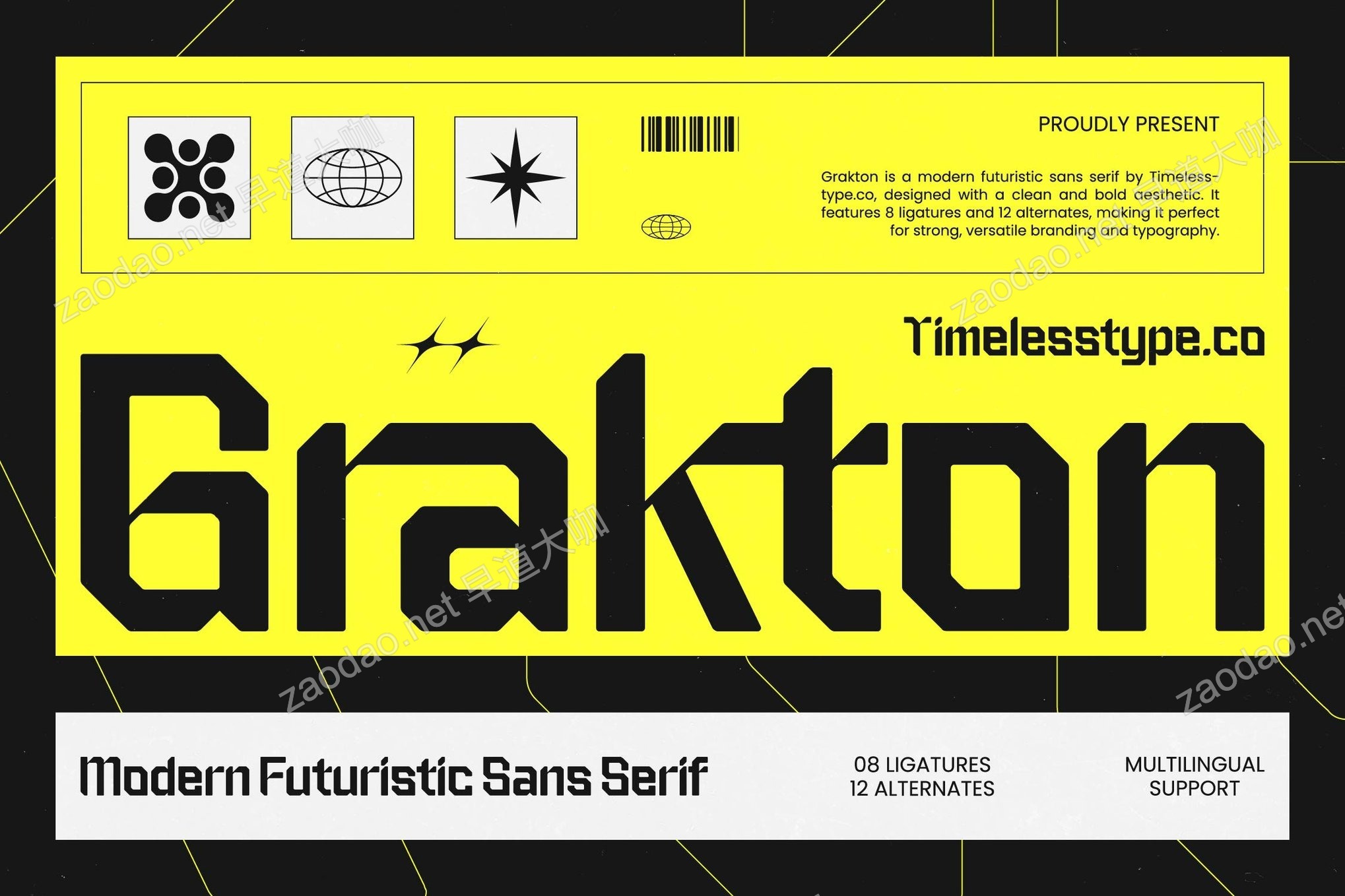 现代未来科技品牌包装徽标设计无衬线英文字体安装包 Grakton – Modern Futuristic Sans Serif特色图 现代未来科技品牌包装徽标设计无衬线英文字体安装包 Grakton – Modern Futuristic Sans Serif