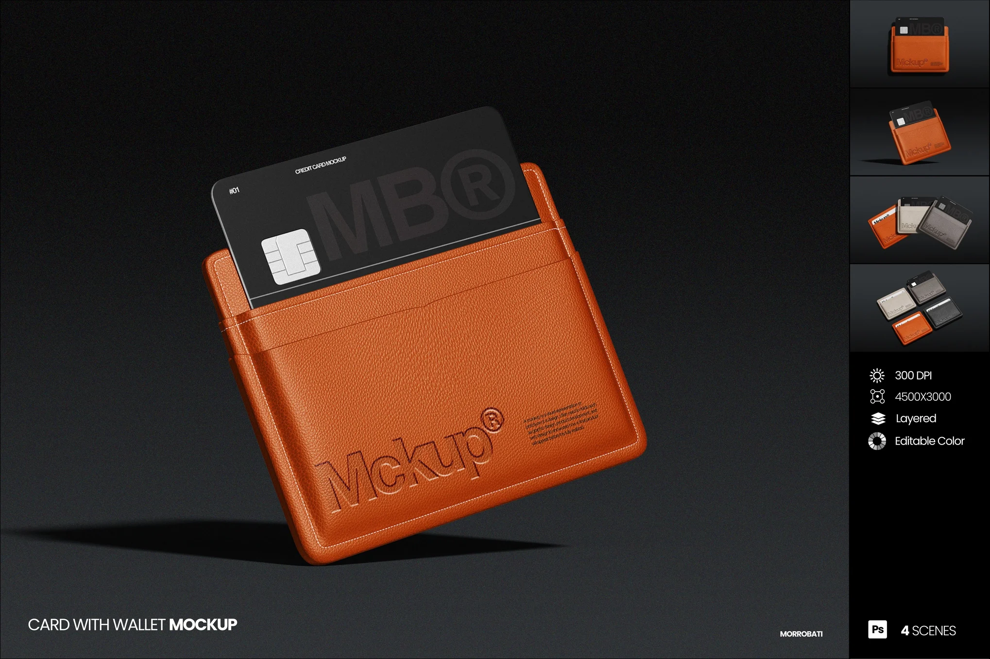 4款带钱包工作证银行卡信用卡ID卡片设计展示效果图psd样机 Card With Wallet Mockup特色图 4款带钱包工作证银行卡信用卡ID卡片设计展示效果图psd样机 Card With Wallet Mockup