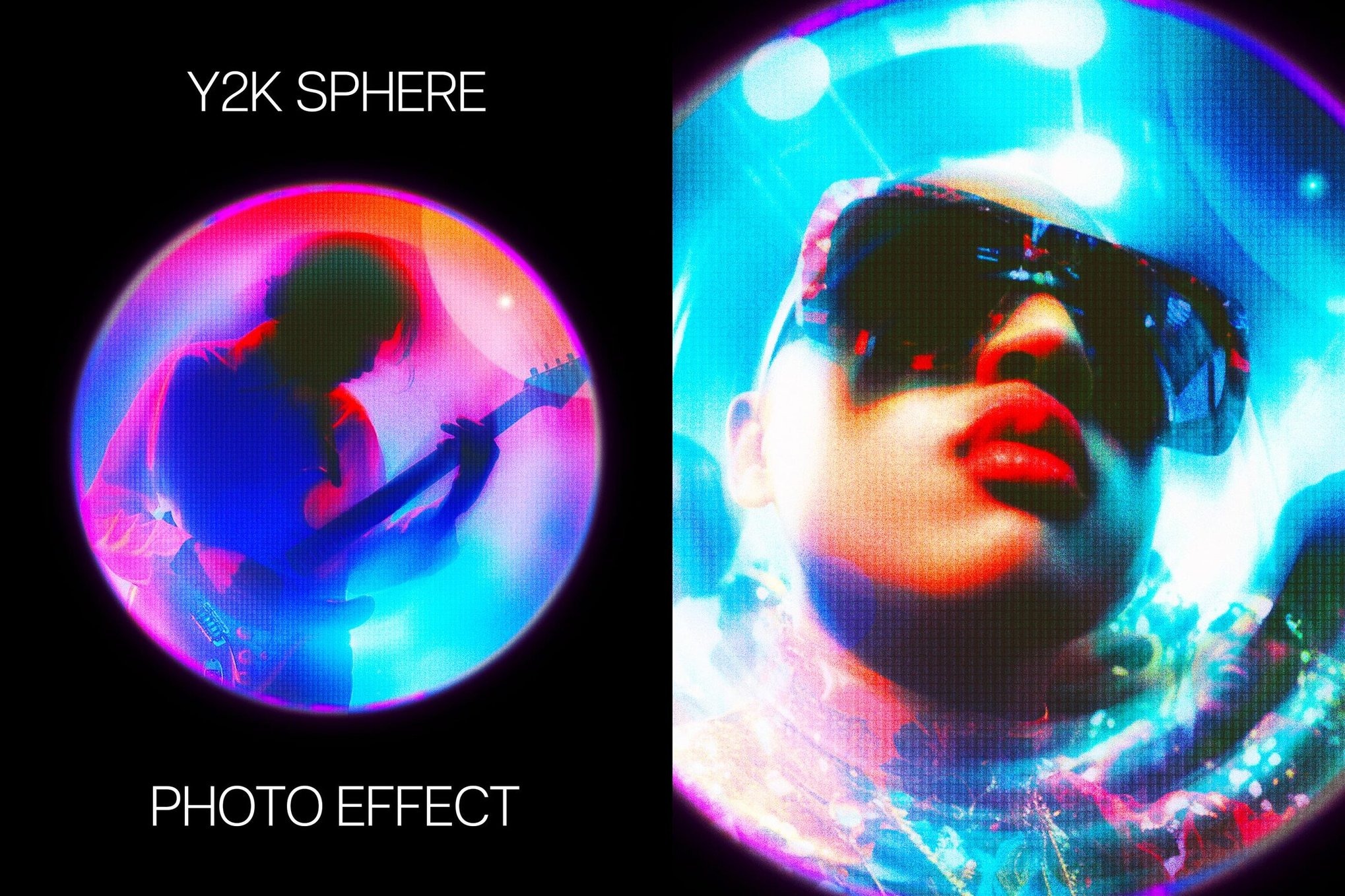 复古美学Y2K球形全息渐变海报效果ps特效滤镜样机 Y2K Sphere Poster Effect插图 复古美学Y2K球形全息渐变海报效果ps特效滤镜样机 Y2K Sphere Poster Effect插图